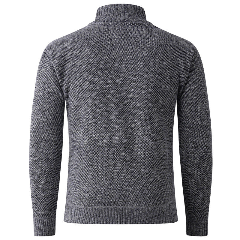 Herren Strickpullover mit hohem Kragen und durchgehendem Knopfverschluss Drune