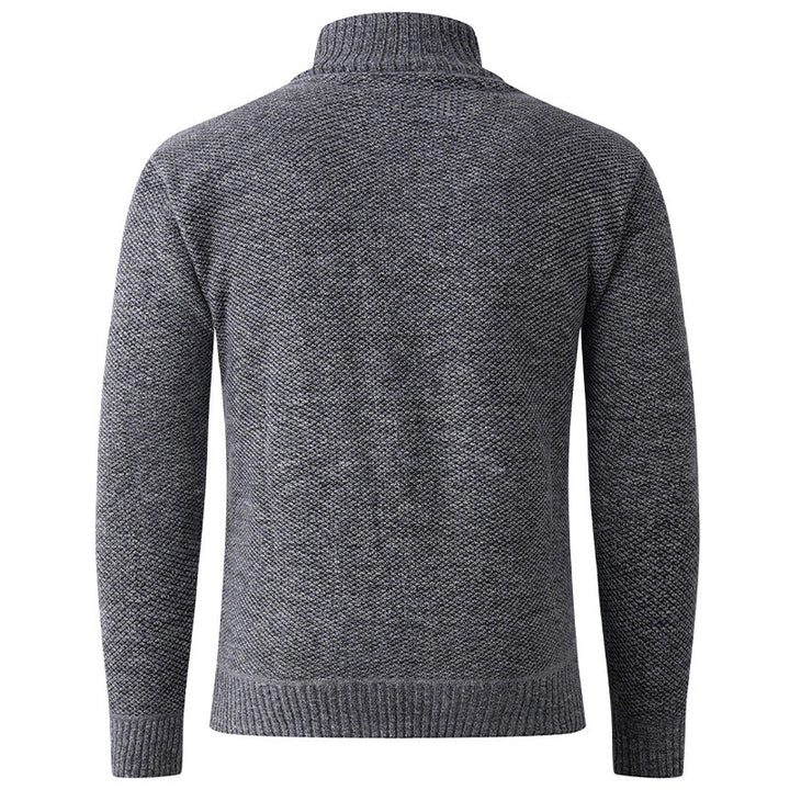 Herren Strickpullover mit hohem Kragen und durchgehendem Knopfverschluss Drune