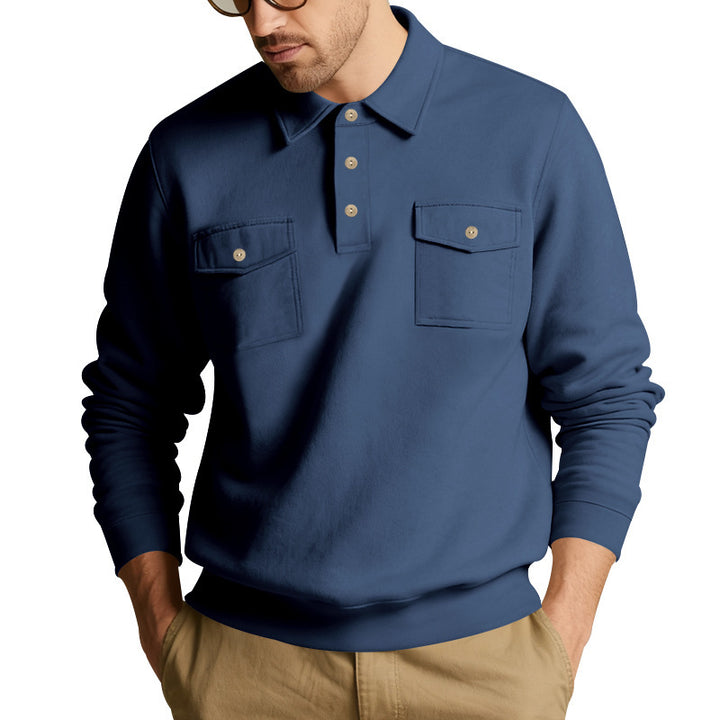 Herren Sweatshirt mit doppelten Brusttaschen und modernem Kragen Drune