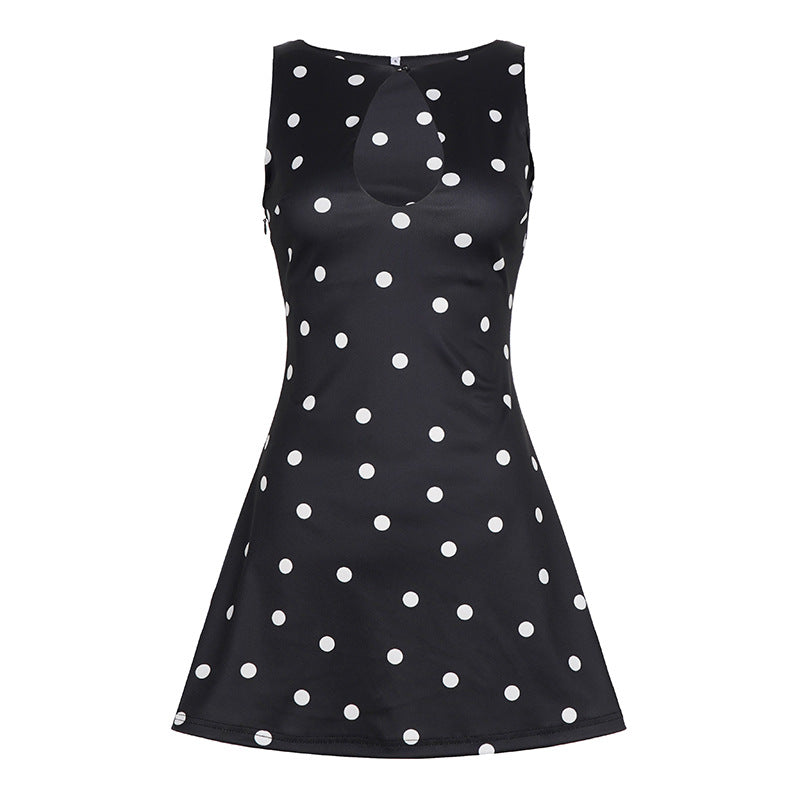 Damen Freizeitkleid mit floralem Punktemuster und elegantem Rückenausschnitt Drune