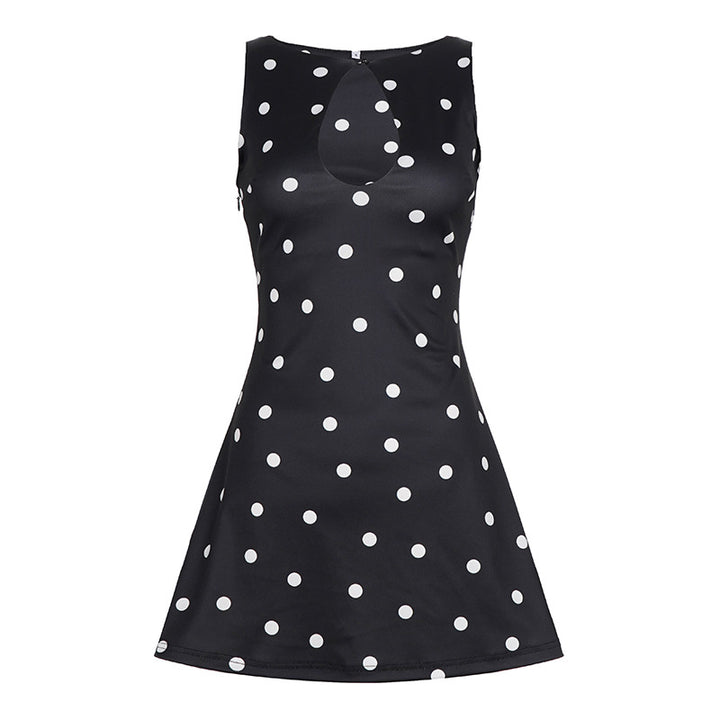 Damen Freizeitkleid mit floralem Punktemuster und elegantem Rückenausschnitt Drune