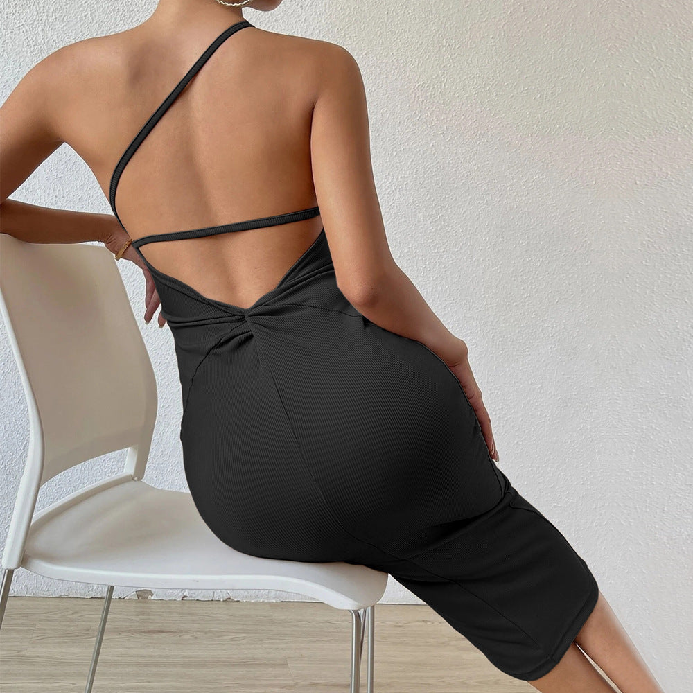 Damen figurbetontes Midikleid mit asymmetrischem Design Drune
