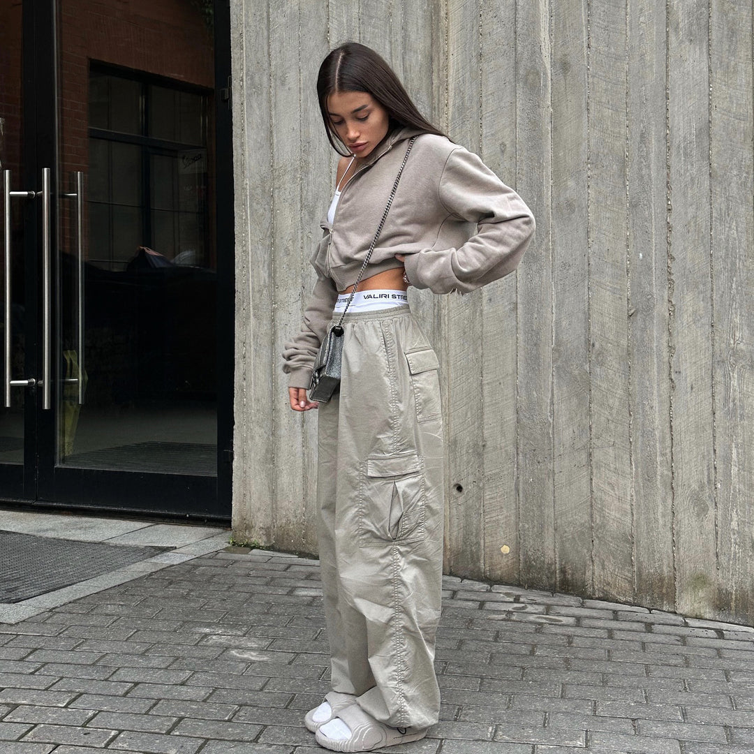 Damen Cargo-Hose im lässigen Utility-Stil mit dehnbarer Taille und praktischen Taschen Drune