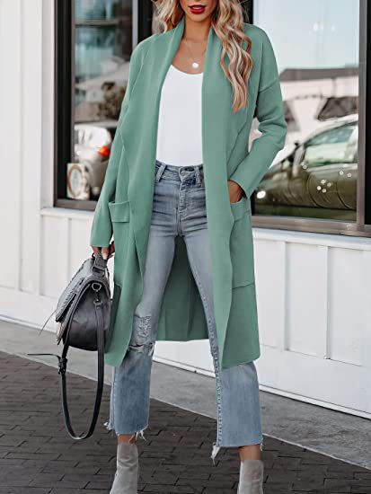 Damen Langer Cardigan mit seitlichen Taschen und offenem Schnitt Drune