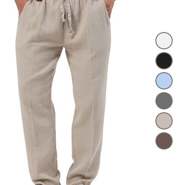 Herren nan lässige Leinen-Relaxhose mit elastischem Tunnelzugbund und praktischen Seitentaschen Drune