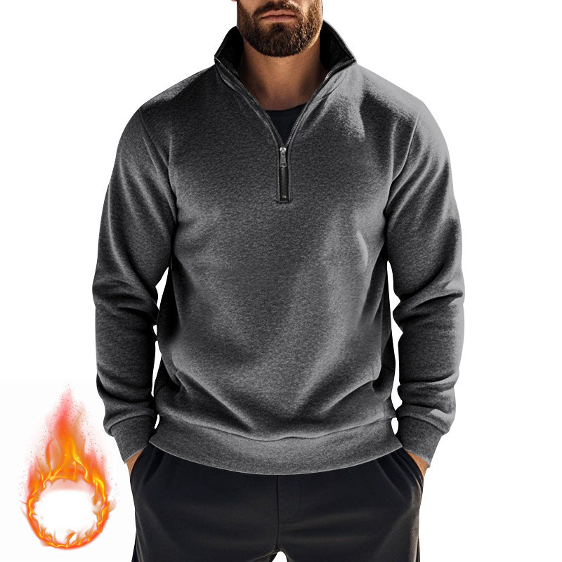 Herren nan thermischer Halbzip-Pullover mit Stehkragen und wärmendem Fleece-Innenfutter Drune