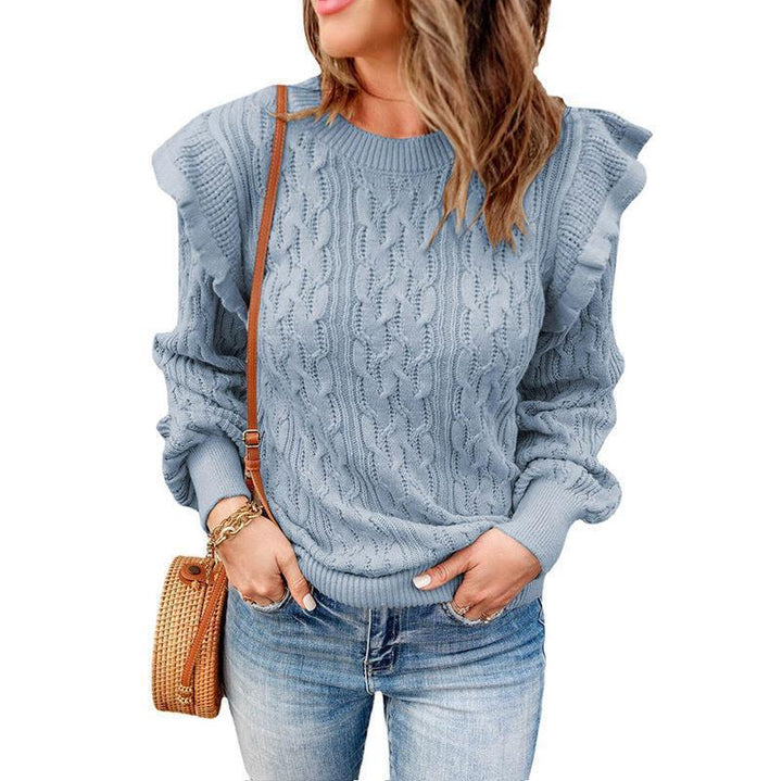 Damen Strickpullover mit Rüschendetails und strukturiertem Design Drune