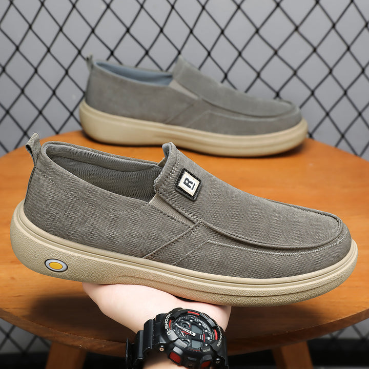 Herren nan lässiger Canvas-Slip-On Freizeitschuh mit Memory-Fußbett und stoßdämpfender Gummisohle Drune