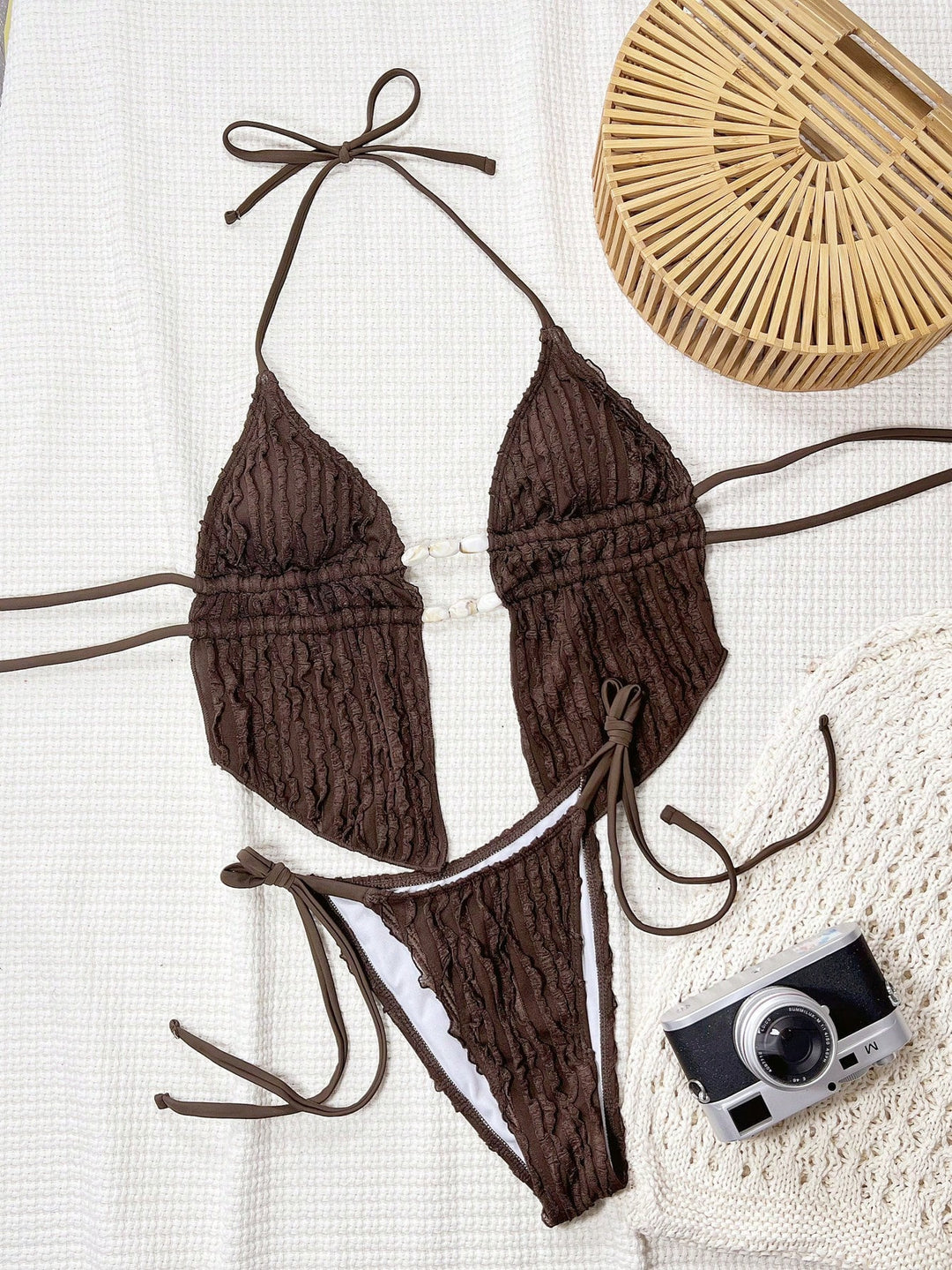 Damen Bikini-Set mit modischem Rüschendesign und verstellbaren Bindebändern Drune
