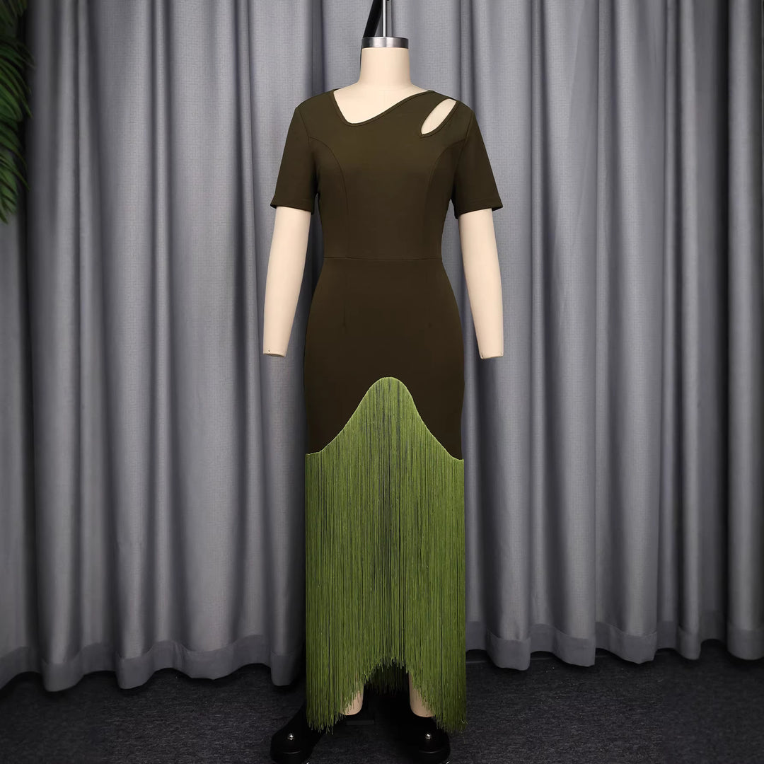 Damen elegantes Kleid mit asymmetrischem Saum und modischem Cut-Out Drune