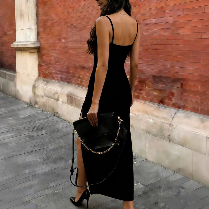 Damen Langarm Midi Kleid Drune