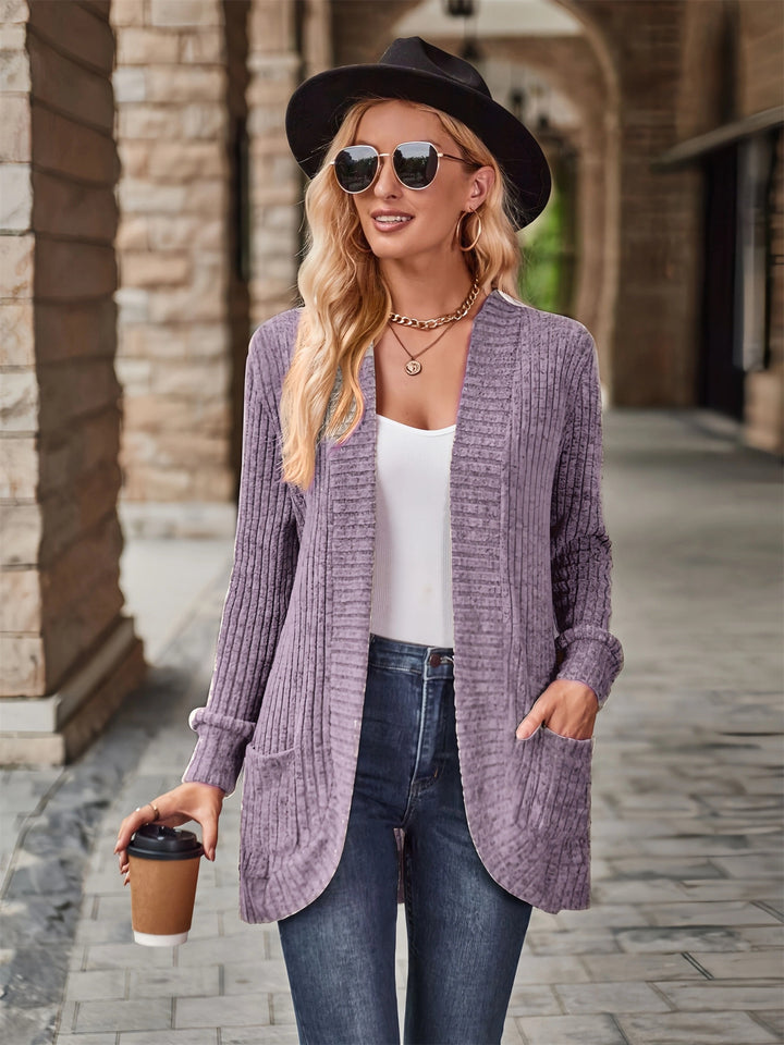 Damen Strickjacke mit langen Ärmeln und strukturiertem Design Drune