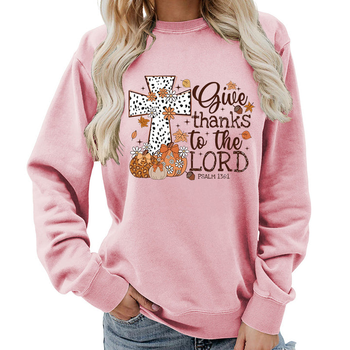 Damen Sweatshirt mit kreativem Kreuz-Aufdruck und herbstlichem Design Drune