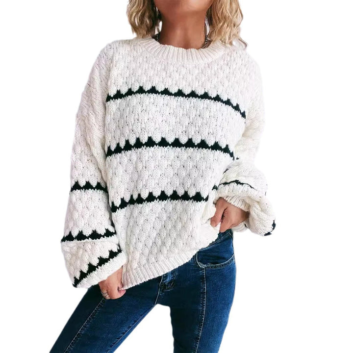 Damen Grob gestrickter Pullover mit modernem Muster und lässigem Schnitt Drune