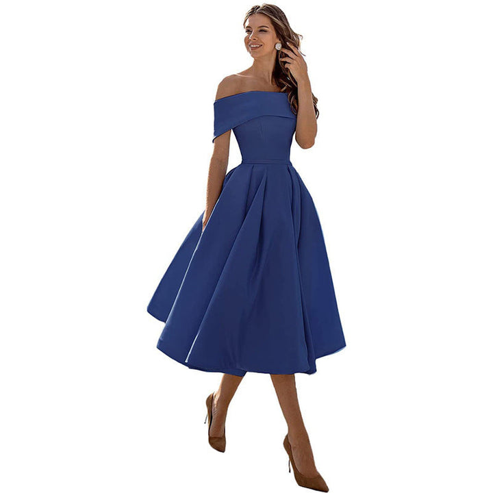 Drune | Legere Mode Satin Cocktailkleid Ohne Träger