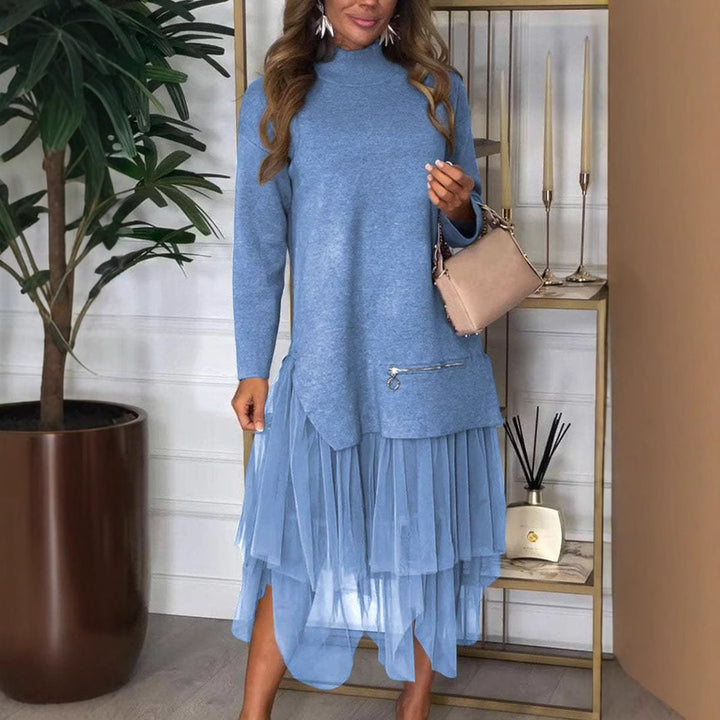 Damen Hoodie-Kleid mit Tüllokante Drune