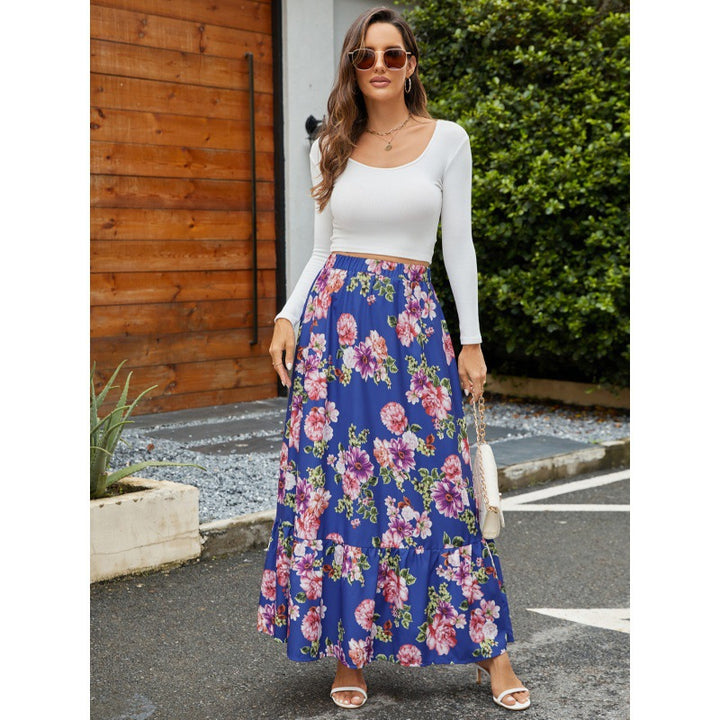 Damen Floral Maxi Rock Drune