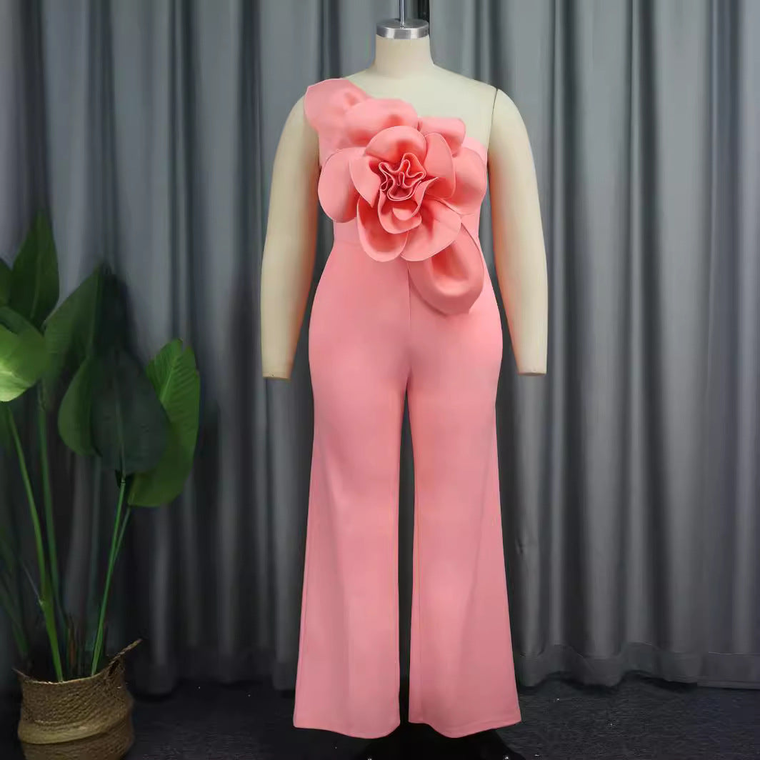 Damen Eleganter Jumpsuit mit floralen Applikationen Drune