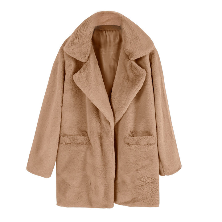 Damen kuscheliger Oversized-Baumwollmantel mit luxuriösem Fellimitat Drune