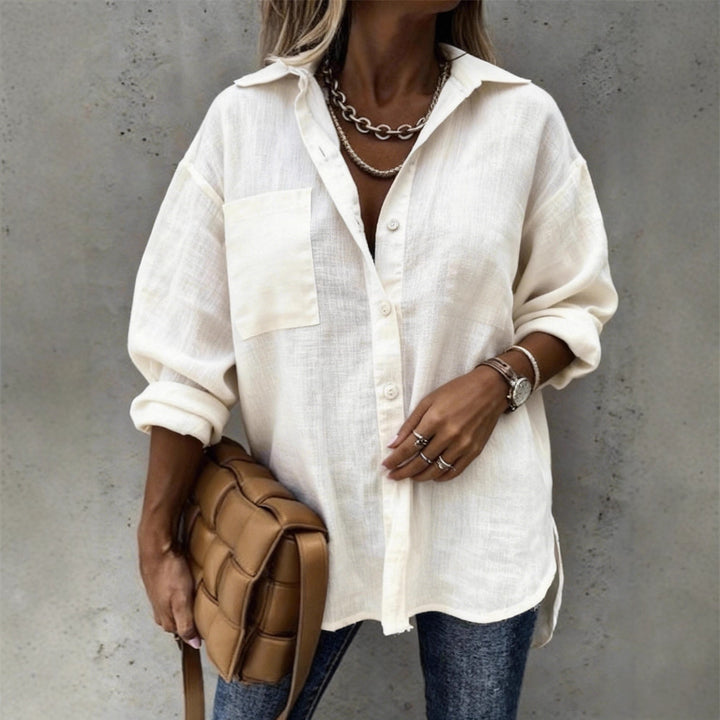 Damen Leichte und lässige Bluse mit Brusttasche Drune