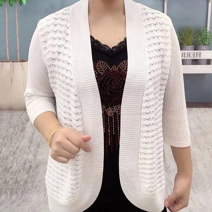 Damen Strickjacke mit 3/4-Ärmeln und strukturiertem Muster Drune