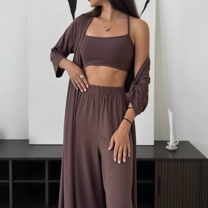 Damen gemütliches Lounge-Set mit offener Jacke Drune