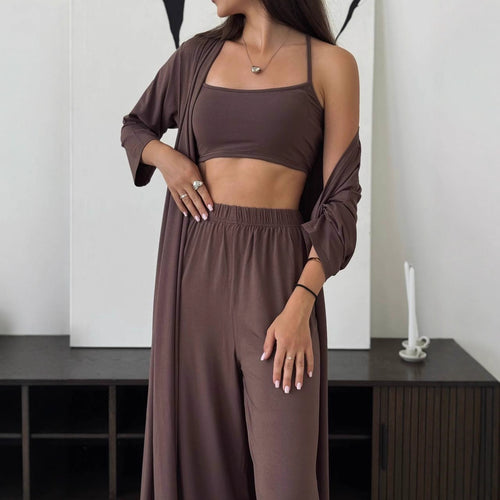 Damen gemütliches Lounge-Set mit offener Jacke Drune