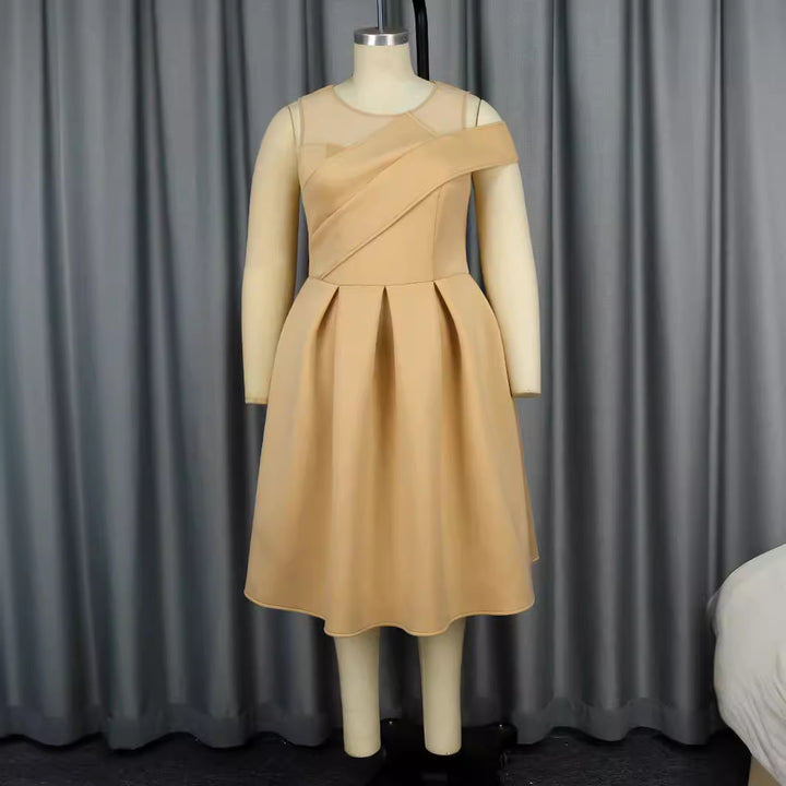 Damen Elegantes Cocktailkleid mit asymmetrischem Schnitt und transparenten Ärmeln Drune