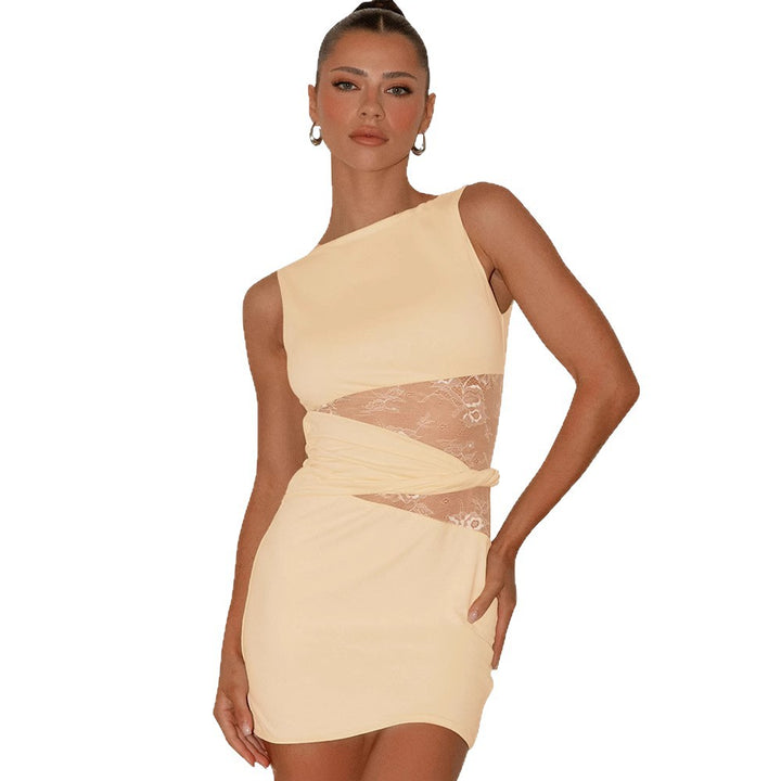 Damen Elegantes, figurbetontes Kleid mit transparenten Einsätzen Drune