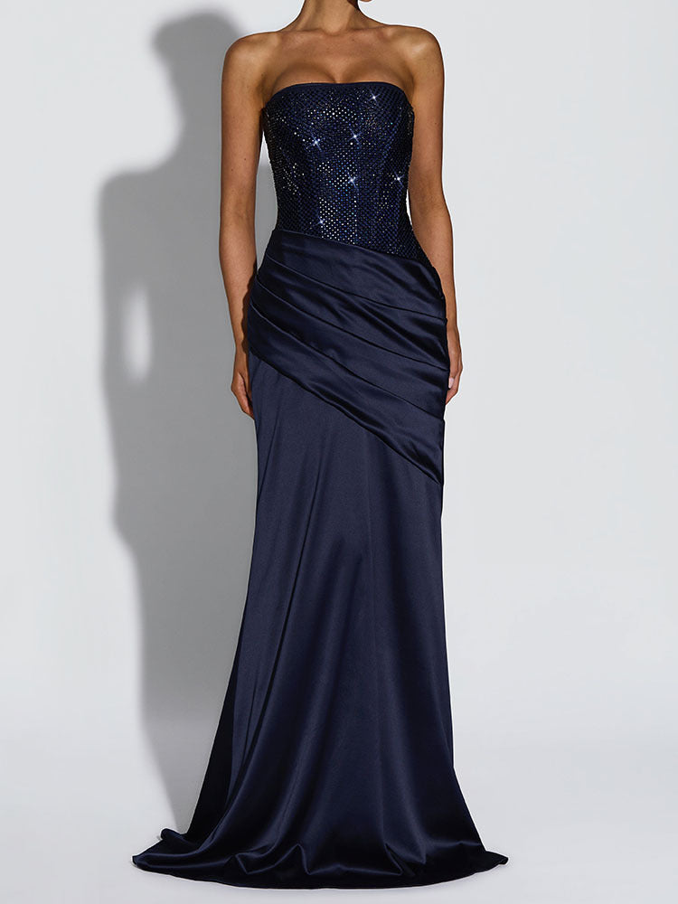 Damen Elegant Maxi-Kleid mit funkelndem Oberteil Drune