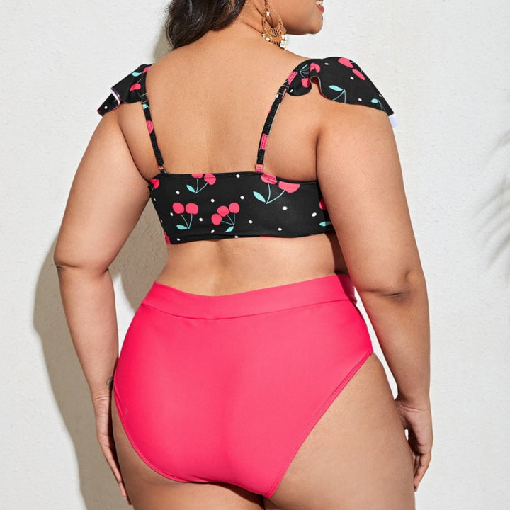 Damen Bikini-Set mit floralem Oberteil und hohem Taillen-Slip Drune