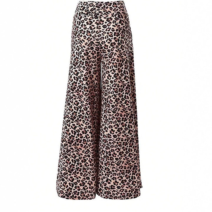 Damen Elegante Leopardenmuster Palazzo-Hose Drune