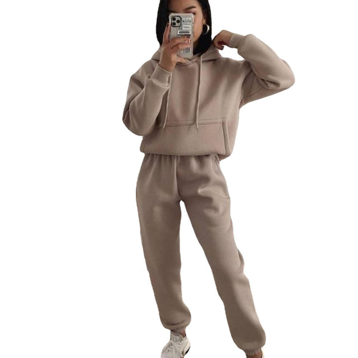 Damen nan kuscheliger Oversize-Kapuzenpullover und Highwaist-Jogginghose Set Drune