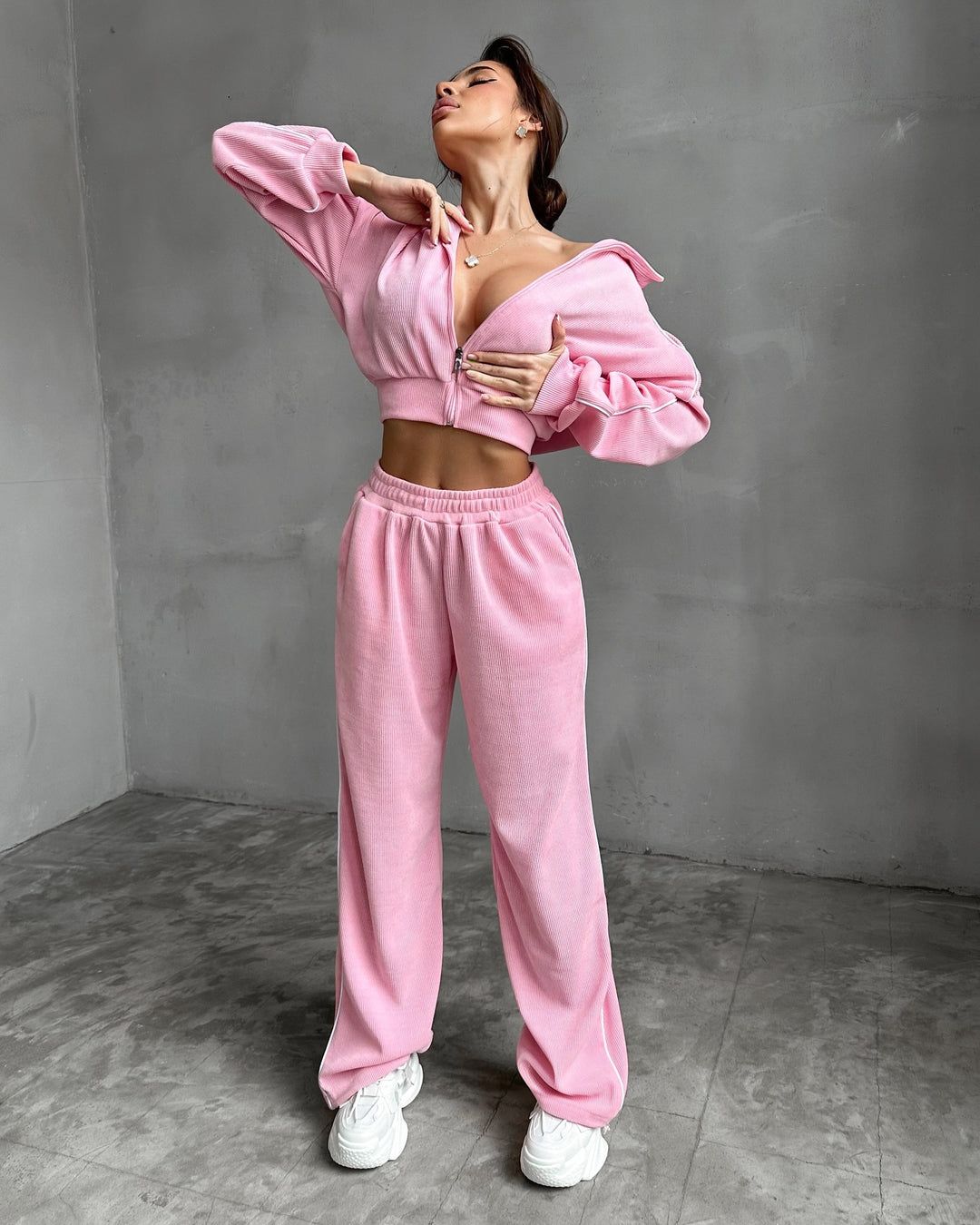 Damen Entspanntes Loungewear-Set mit Kapuze und weitem Schnitt Drune