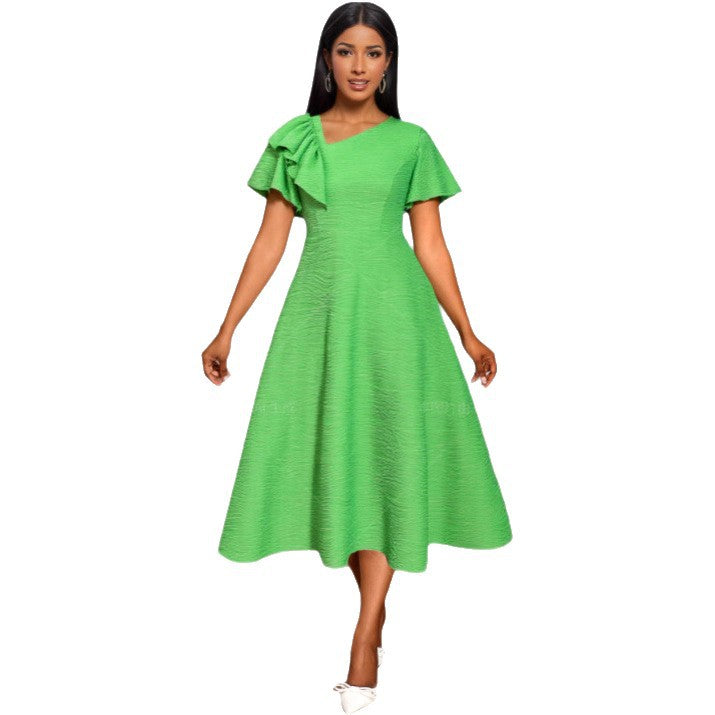 Damen elegantes Midikleid mit Rüschen-Details Drune