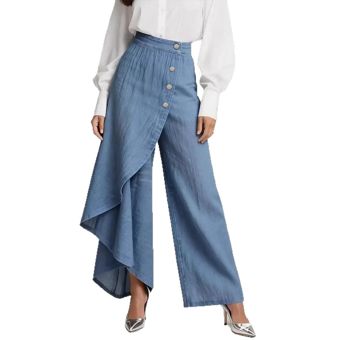 Damen Jeansrock mit asymmetrischem Schnitt und Knopfdetails Drune