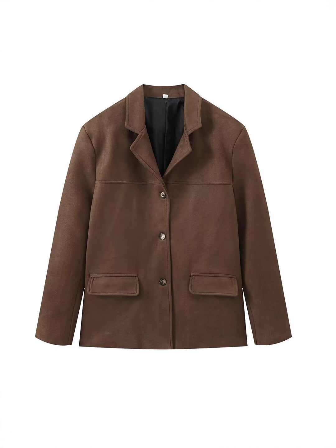 Damen elegante Kunstlederjacke mit aufgesetzten Taschen Drune