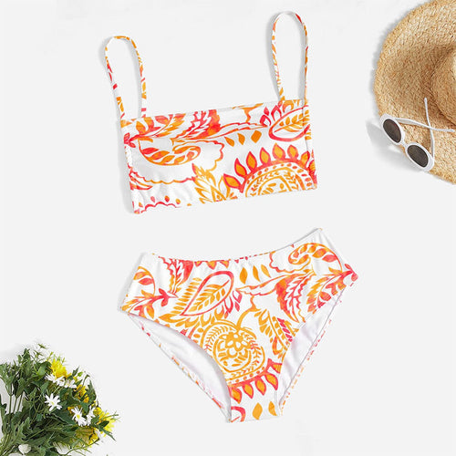 Damen Triangel-Bikini-Set mit verstellbaren Trägern und modischem Muster Drune