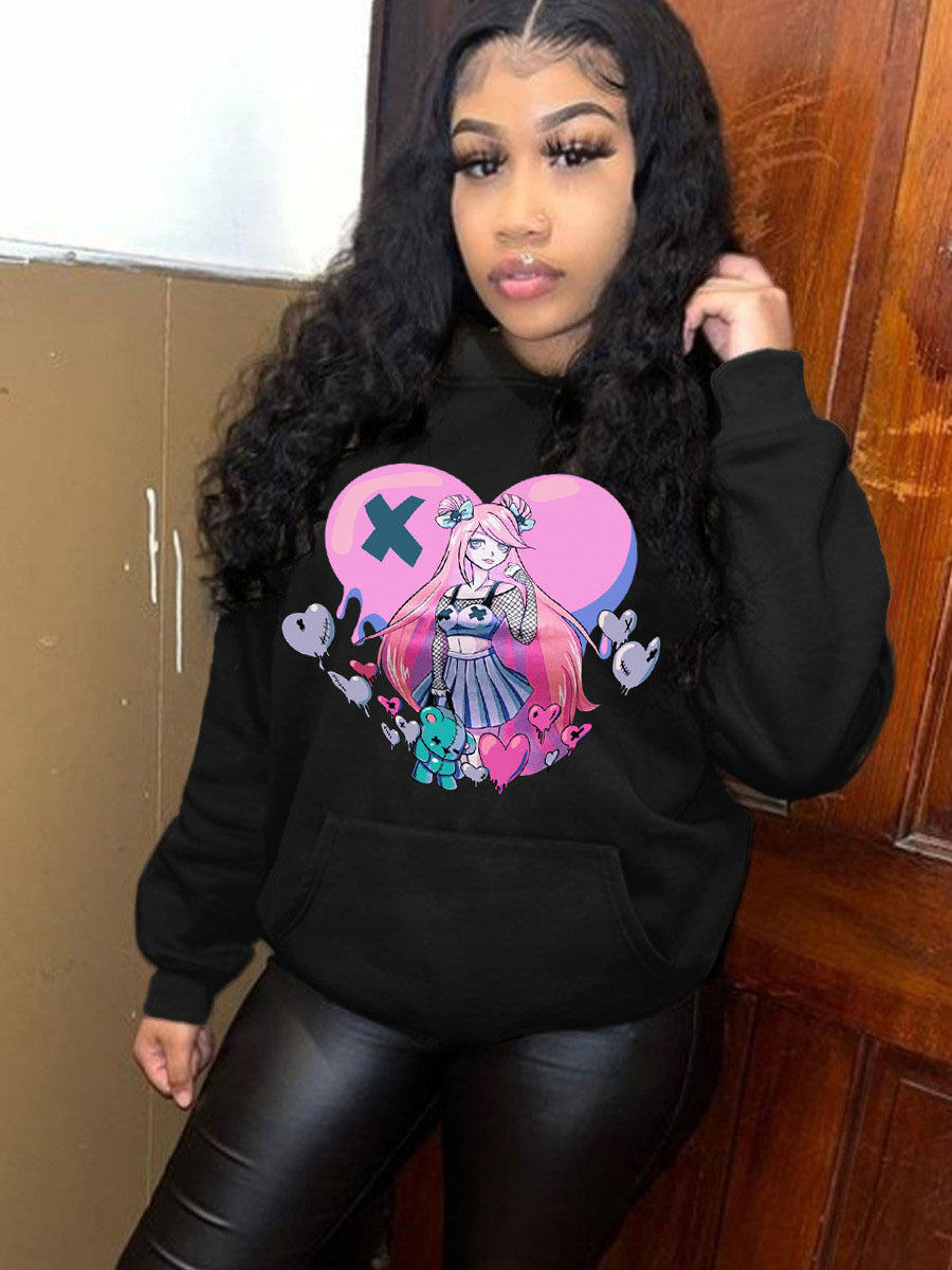 Damen Hoodie mit grafischem Druck Drune