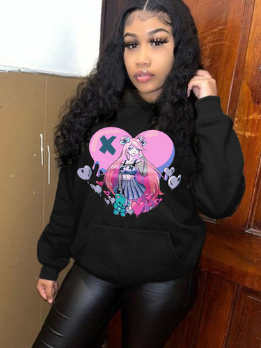 Damen Hoodie mit grafischem Druck Drune