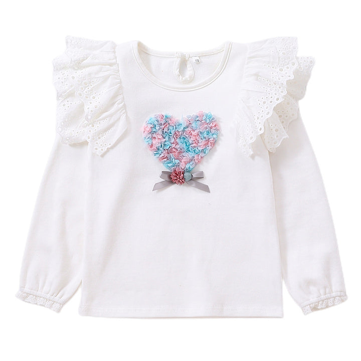 Mädchen Sweatshirt mit Rüschen und floralem Herzmotiv Drune