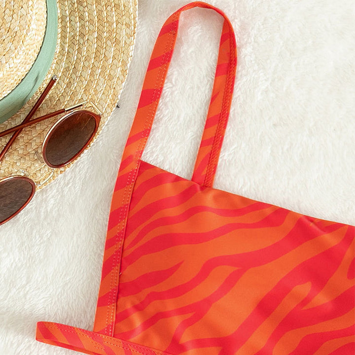 Damen Bikini-Set mit verstellbaren Trägern und animalischem Muster Drune