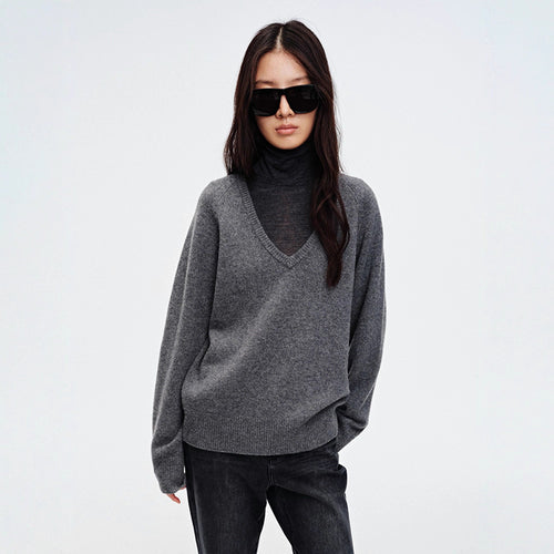 Damen Kuscheliger V-Ausschnitt Pullover Drune