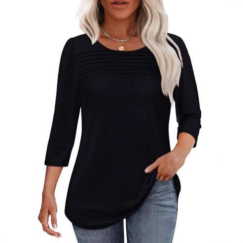Damen Langarmshirt mit Plissee-Details Drune