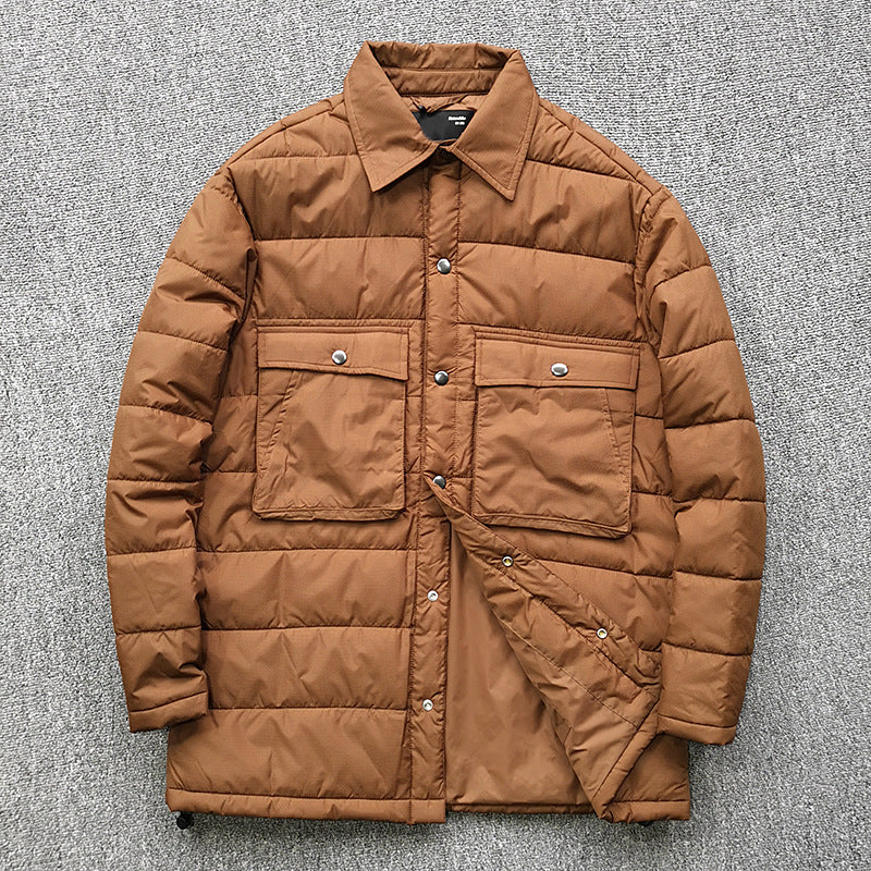 Herren gesteppte Overshirt-Jacke mit praktischen Klappentaschen und robustem Kragen Drune