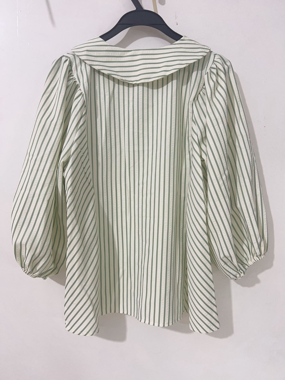 Damen Bluse mit Puffärmeln und Kontraststreifen Drune