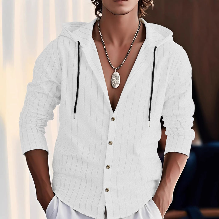 Herren lässige Freizeitjacke mit Kapuze und Knopfleiste Drune