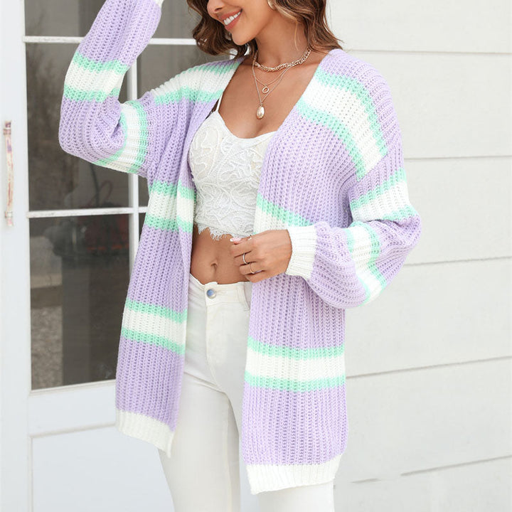 Drune | Cardigan mit Streifen Weiche Strickware Lässiger und Farblicher Look