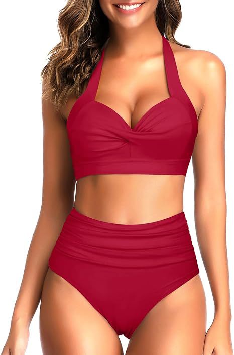 Damen Hochgeschnittener Bikini mit raffiniertem Oberteil Drune