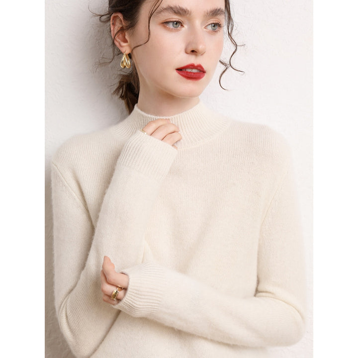 Damen kaschmirähnlicher Pullover mit Stehkragen und schmalen Ärmeln Drune